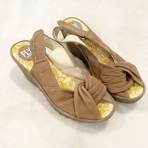 Fly London Yata Sandals Wedges Leather Size 39